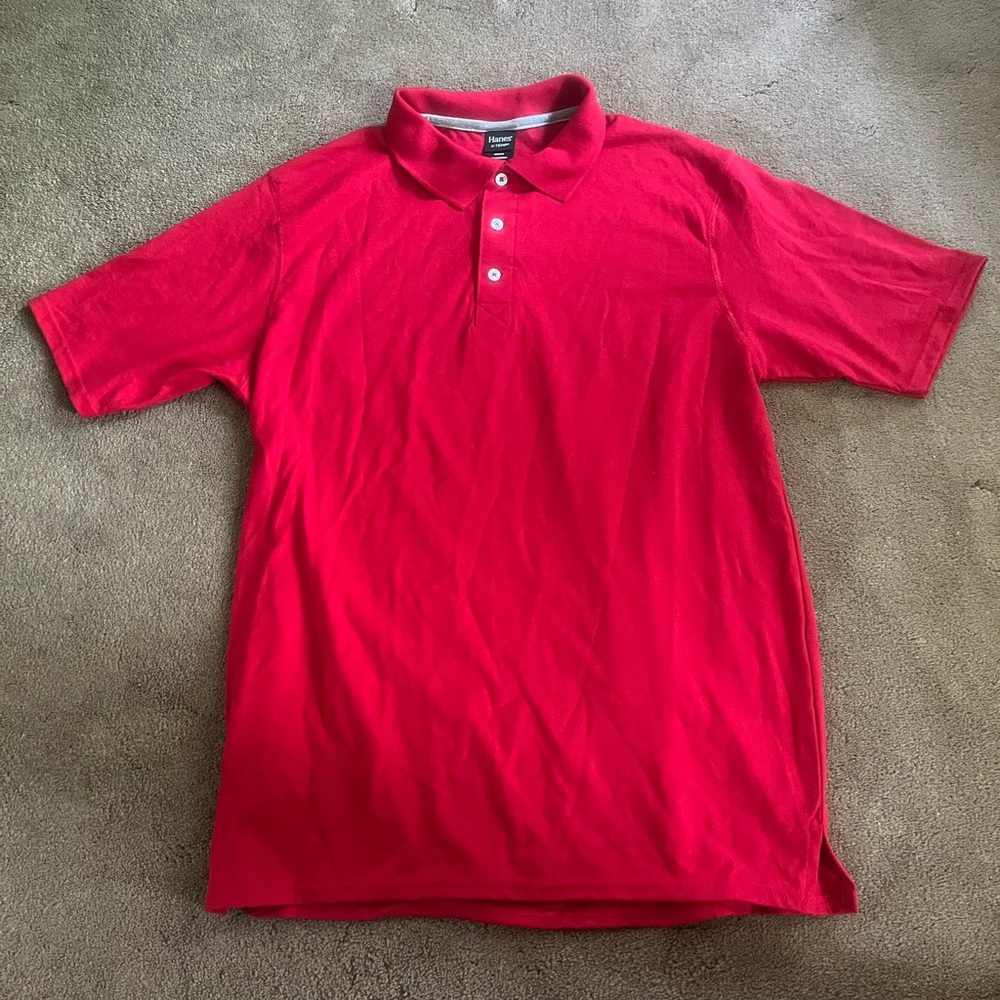 Hanes Red Polo Shirt Vibrant Knit Short Sleeve NWOT